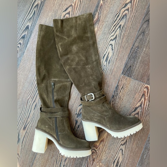 NWT Free People Suede Knee High Tall Brown Boots Size 7.5 - Picture 4 of 11